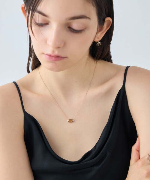 ネックレス 「デュー」 K18RBG シャンパンクォーツ ネックレス レディースの画像