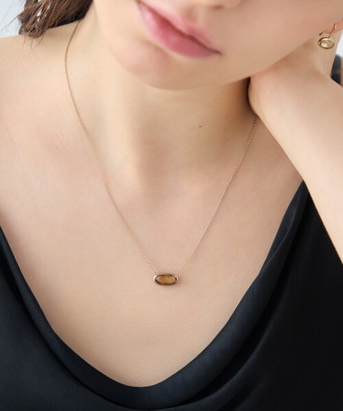 ネックレス 「デュー」 K18RBG シャンパンクォーツ ネックレス レディースの画像