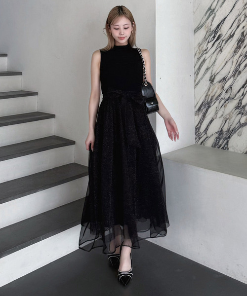 ROYAL PARTY（ロイヤルパーティー） ワンピース かぎ針ドッキングラメ 