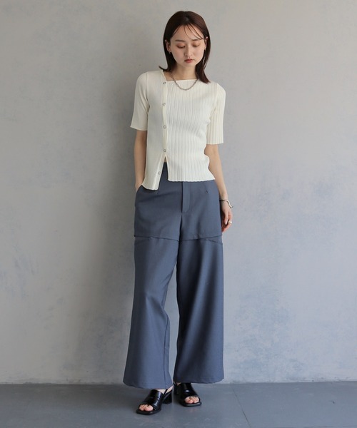 tシャツ 半袖 「＆ｇ'aime 」リブ切替半袖ニット　Ribbed Panel Short-Sleeve Knit レディース | &g'aime | 13
