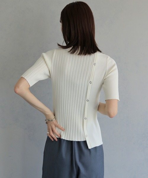 tシャツ 半袖 「＆ｇ'aime 」リブ切替半袖ニット　Ribbed Panel Short-Sleeve Knit レディース | &g'aime | 10