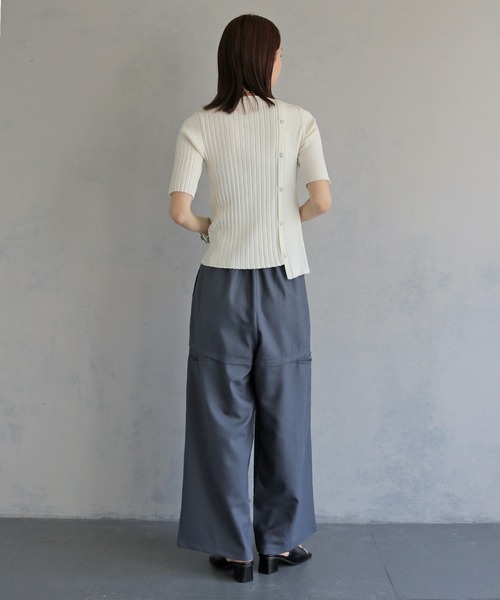 tシャツ 半袖 「＆ｇ'aime 」リブ切替半袖ニット　Ribbed Panel Short-Sleeve Knit レディース | &g'aime | 15