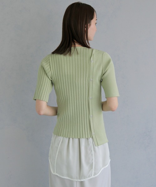 tシャツ 半袖 「＆ｇ'aime 」リブ切替半袖ニット　Ribbed Panel Short-Sleeve Knit レディース | &g'aime | 22