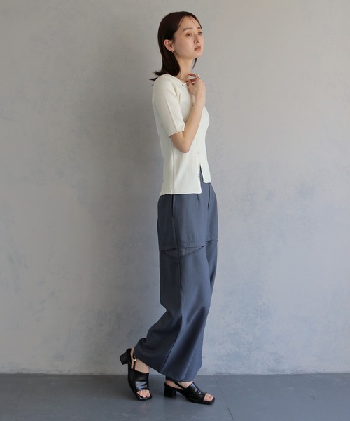 tシャツ 半袖 「＆ｇ'aime 」リブ切替半袖ニット　Ribbed Panel Short-Sleeve Knit レディース | &g'aime | 14