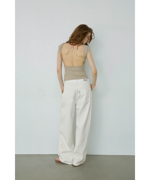 ALEXIASTAMバックオープン 半袖Tシャツ ホワイトL ALEXIA STAM（アリシアスタン） tシャツ Open Back Top /パッドin
