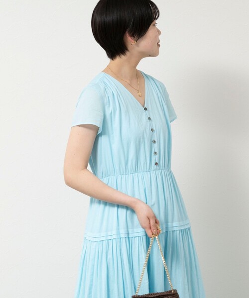 新品タグ付✨ノーリーズソフィ 袖フリルワンピース 38 NOLLEY'S Sophi（ノーリーズソフィー） 半袖ワンピース 38 ネイビー