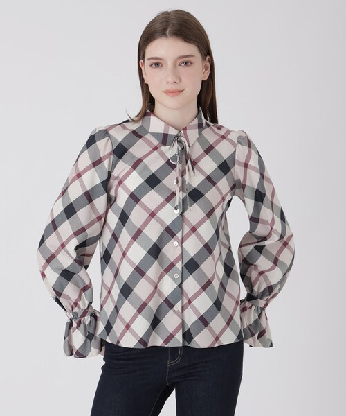 人気完売 BLUE LABEL CRESTBRIDGE チェックブラウス 38 BLUE LABEL CRESTBRIDGE（ブルーレーベルクレストブリッジ） ブラウス