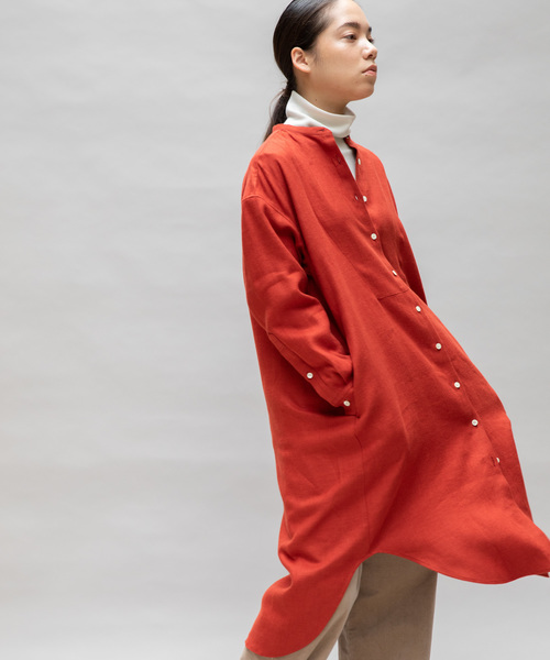 Liyoca（リヨカ） シャツワンピース 「Liyoca」起毛リネンツイルロング 