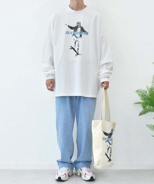 Perushu tシャツ OPEN限定 スケボープリントロンT×トートバッグセット 