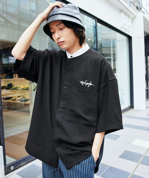シャツ ブラウス Mark Gonzales/マークゴンザレス MONO-MART別注 ブライトポプリン オーバーサイズ クレリック 1/2 slee|ZOZOTOWN |05