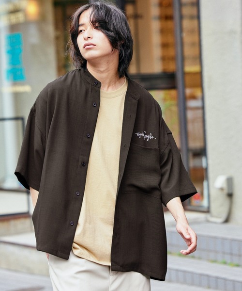 シャツ ブラウス Mark Gonzales/マークゴンザレス MONO-MART別注 ブライトポプリン オーバーサイズ クレリック 1/2 slee|ZOZOTOWN |01