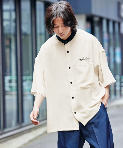 シャツ ブラウス Mark Gonzales/マークゴンザレス MONO-MART別注 ブライトポプリン オーバーサイズ クレリック 1/2 slee|ZOZOTOWN |07