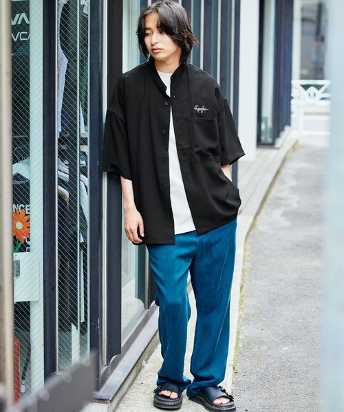 シャツ ブラウス Mark Gonzales/マークゴンザレス MONO-MART別注 ブライトポプリン オーバーサイズ クレリック 1/2 slee|ZOZOTOWN |12