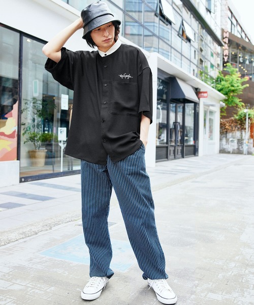 シャツ ブラウス Mark Gonzales/マークゴンザレス MONO-MART別注 ブライトポプリン オーバーサイズ クレリック 1/2 slee|ZOZOTOWN |16
