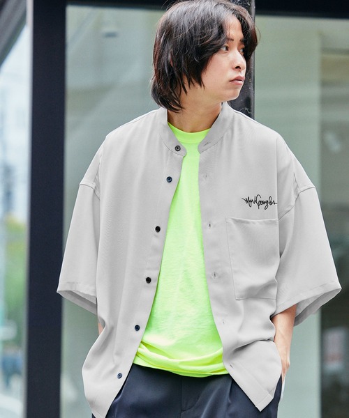 シャツ ブラウス Mark Gonzales/マークゴンザレス MONO-MART別注 ブライトポプリン オーバーサイズ クレリック 1/2 slee|ZOZOTOWN |25