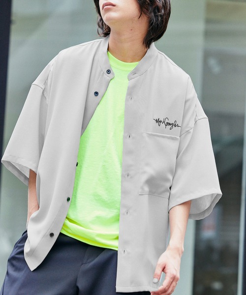 シャツ ブラウス Mark Gonzales/マークゴンザレス MONO-MART別注 ブライトポプリン オーバーサイズ クレリック 1/2 slee|ZOZOTOWN |24