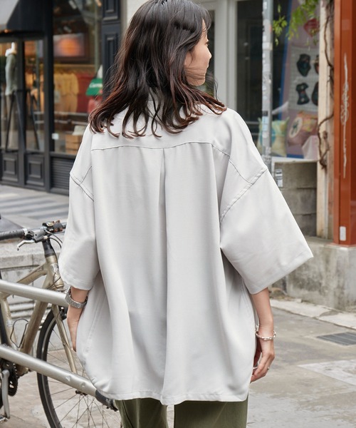シャツ ブラウス Mark Gonzales/マークゴンザレス MONO-MART別注 ブライトポプリン オーバーサイズ クレリック 1/2 slee|ZOZOTOWN |20