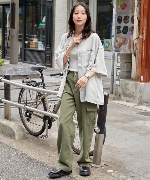 シャツ ブラウス Mark Gonzales/マークゴンザレス MONO-MART別注 ブライトポプリン オーバーサイズ クレリック 1/2 slee|ZOZOTOWN |21