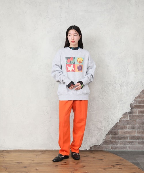 トレーナー スウェット Common Noun/Flower Kana Akiyama 裏起毛クルースウェット レディース メンズ トレーナー スウェット Common Noun/Flower Kana Akiyama 裏起毛