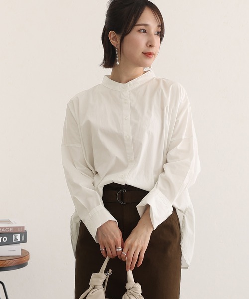 ElegChic ブラウス シャツ プレーンスリーブルーズシャツ
