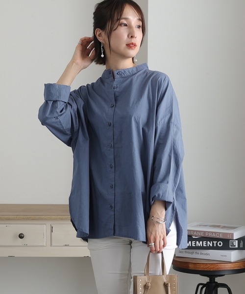 ElegChic ブラウス シャツ プレーンスリーブルーズシャツ