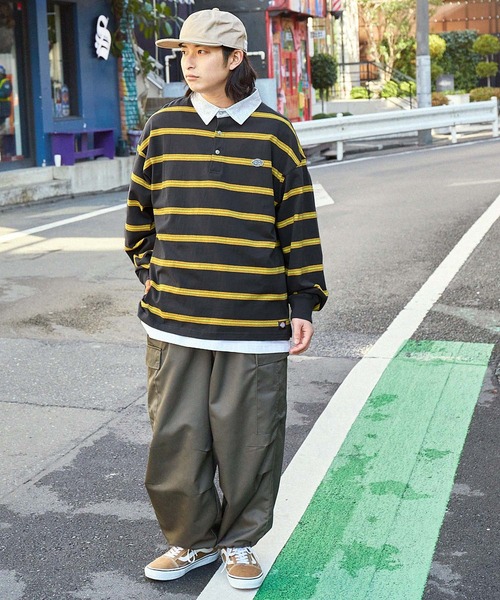Dickies（ディッキーズ） ポロシャツ ロゴ刺繍 マルチボーダーオーバー