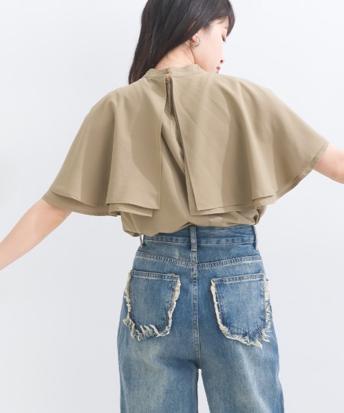 terrace ブラウス シャツ オーバーケープブラウス レディース