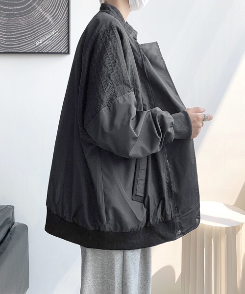 ブルゾン アウター 「FVLMEN」knit design standneck zip jacket