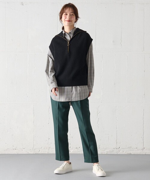 ANY（エニィ） ベスト ジレ 「洗濯機可」ハーフジップニットベスト