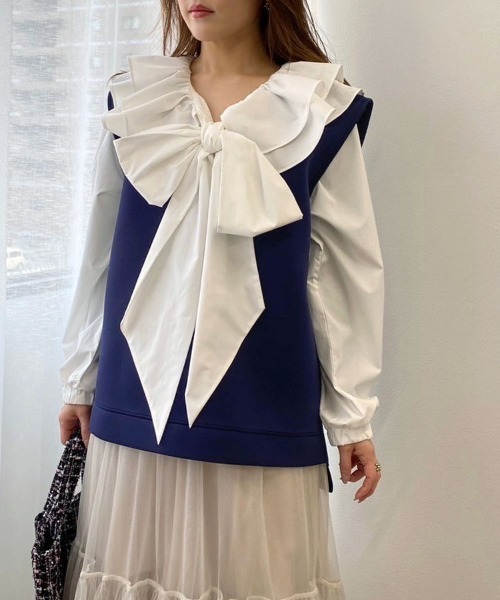 ドノバン　ミニフリルミラノベスト　ジレ DONOBAN（ドノバン） ベスト ミラノリブベスト レディース : ZOZOTOWN