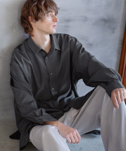 CTHY シャツ TPUオーバーサイズロングレギュラーシャツ メンズ