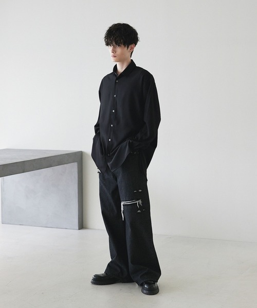 CTHY シャツ TPUオーバーサイズロングレギュラーシャツ メンズ