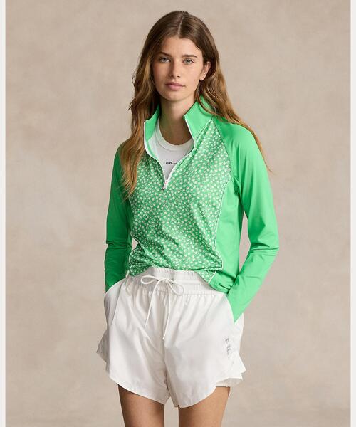 パーカー ストレッチ ジャージー クォータージップ プルオーバー レディース