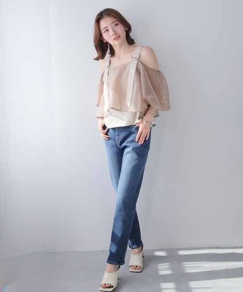 ブラウス シャツ メッシュバルーンスリーブキャミトップス レディース LADYMADE ブラウス シャツ メッシュバルーンスリーブキャミ
