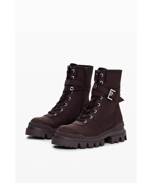 Desigual（デシグアル） ブーツ 厚底レースアップ コンバットブーツ