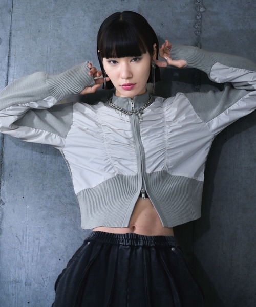 HARE ニット セーター 「EDGY MODE」ハイネックジップイソザイ 