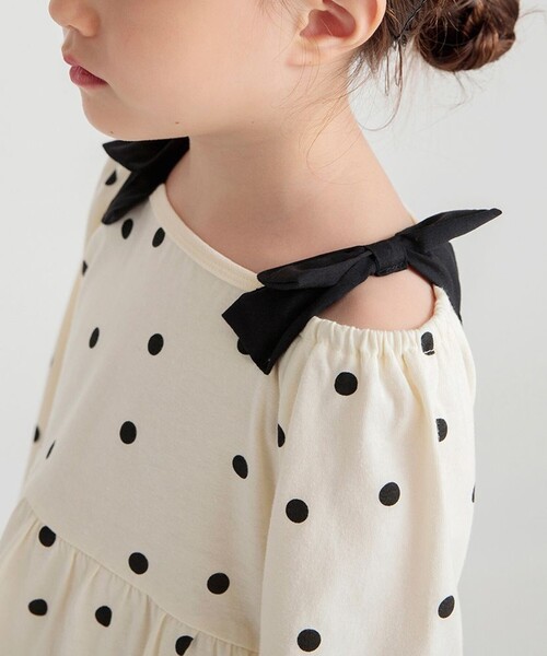 branshes ワンピース 肩リボンカットソーワンピース キッズ 子供
