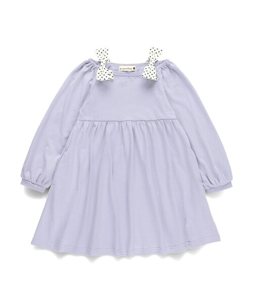 Branshes ワンピース 110cm branshes ワンピース 肩リボンカットソーワンピース キッズ 子供