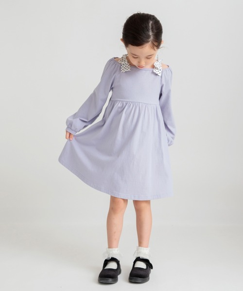 branshes ワンピース 肩リボンカットソーワンピース キッズ 子供