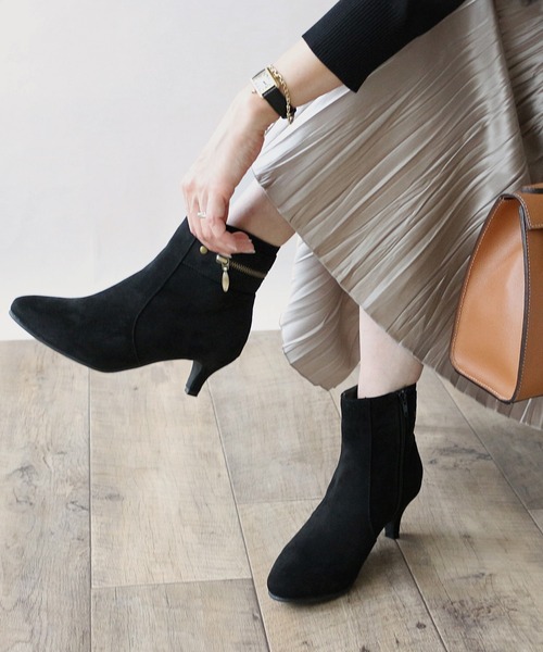 Fin（フィン） ブーツ ゴールドバックジップショートブーツ「低反発