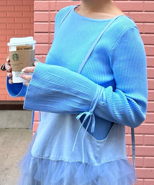 Alley Tokyo ニット セーター リブ袖リボンぐるぐる巻きTOPS