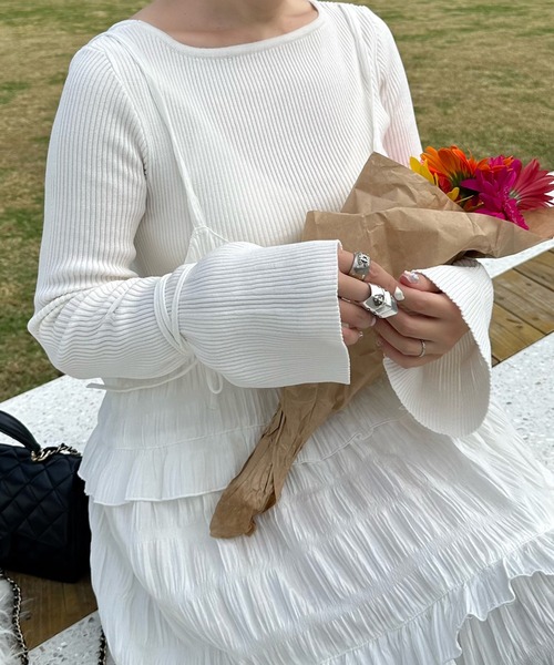 Alley Tokyo ニット セーター リブ袖リボンぐるぐる巻きTOPS