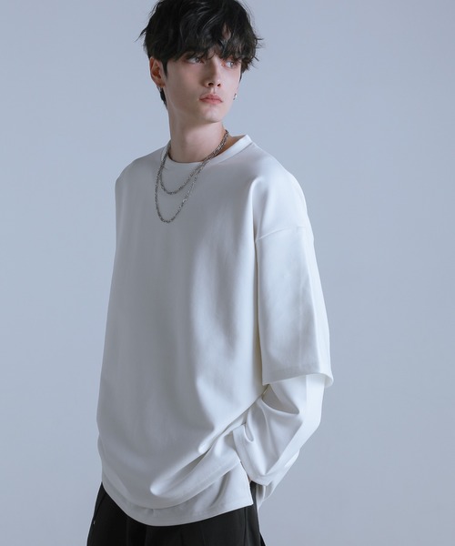 PEOPLESTYLE フェイクレイヤード 長袖Ｔシャツ ルーズ ロンT 白 ルーズベーシックフェイクレイヤード長袖Tシャツ | 【公式】SPU