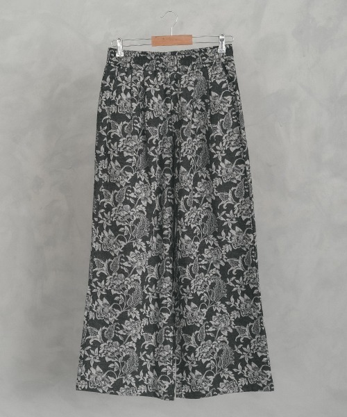 Shoowtime パンツ Flower pattern 2 tuck wide pants / フラワー