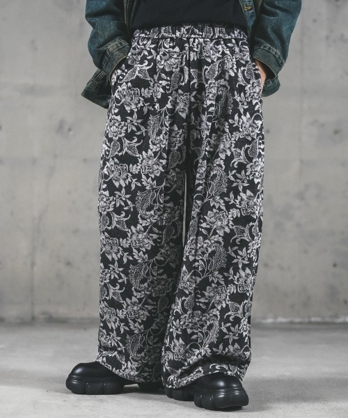 【新品未使用,タグ付き】FLOWER MOTIF SH.PANTS | MEN Shoowtime パンツ Flower pattern 2 tuck wide pants / フラワー