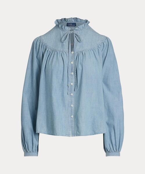POLO RALPH LAUREN ブラウス シャツ フリルトリム コットン