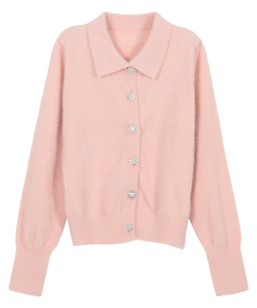 KOBE LETTUCE（神戸レタス） カーディガン 襟付きビジューボタン