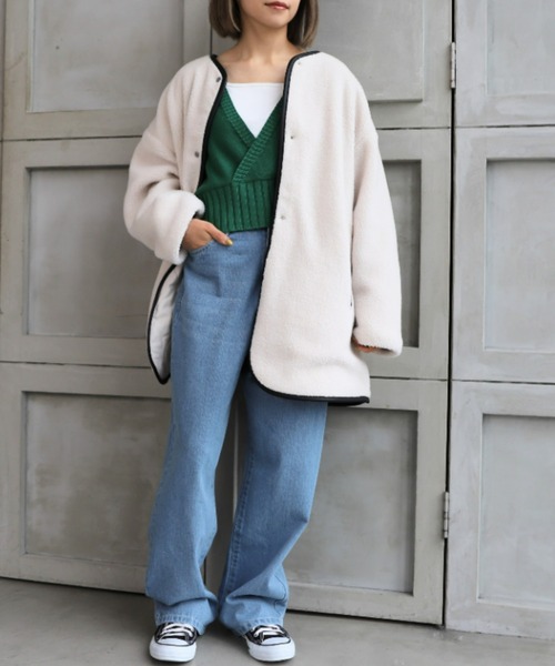 「moment+」 ノーカラーコート L ライトベージュ レディース_画像5