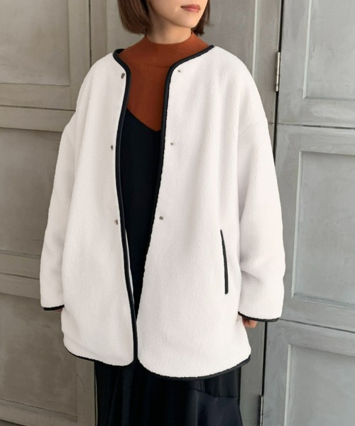 「moment+」 ノーカラーコート L ライトベージュ レディース_画像7