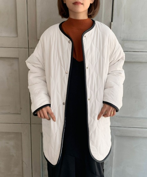 「moment+」 ノーカラーコート L ライトベージュ レディース_画像8